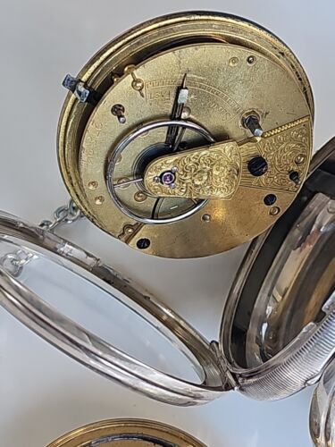 Antike englische Fusee Schlüssel Taschenuhr Pocket Watch Läuft - Spz5 - Bild 9 von 24