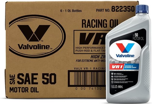 Valvoline VR1 Racing SAE 50 Motor Oil High Performance 2x Zinc 1 QT Case of 6 - Picture 1 of 24