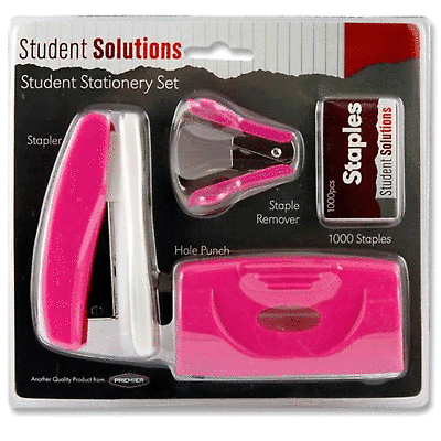 Office Stationery Set Metal Stapler Hole Punch Staple Remover