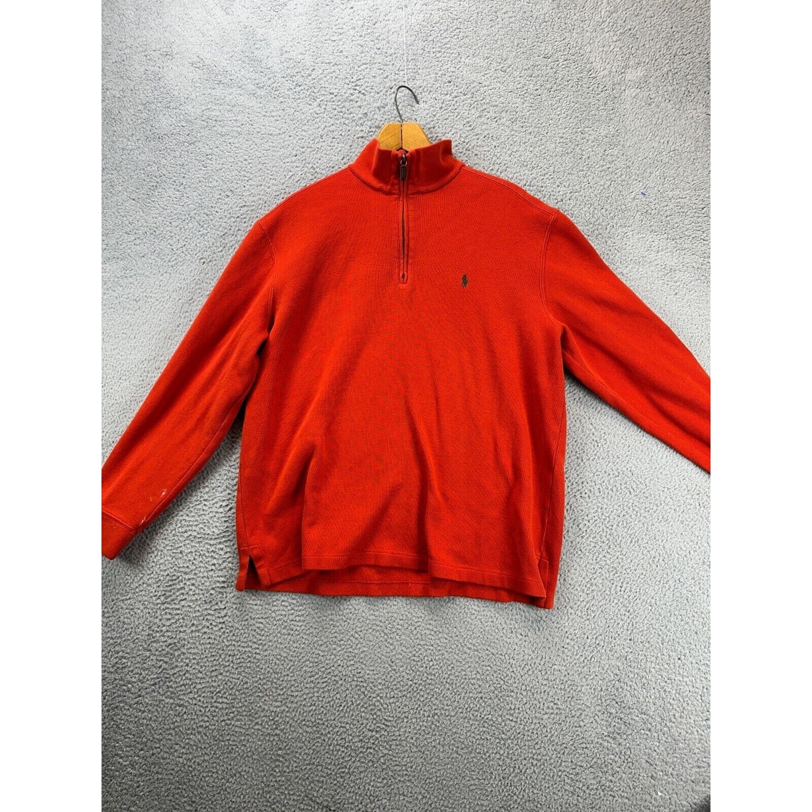 Polo Ralph Lauren maglione adulto XL arancione scuro pony quarto zip felpa uomo