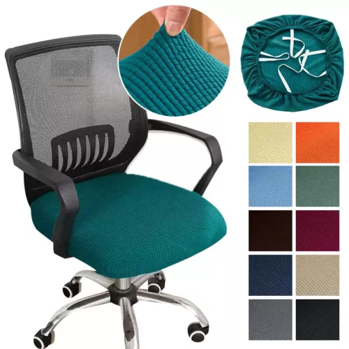 Cubierta de silla de computadora de oficina elástica giratoria protectora de asiento de trabajo de escritorio - Imagen 1 de 37