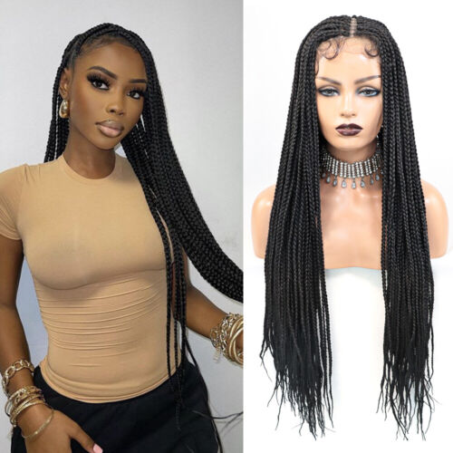 Synthetic Lace Front Box Braided Wigs with Baby Hair Black Goddess Box Braid Wig - Picture 1 of 10