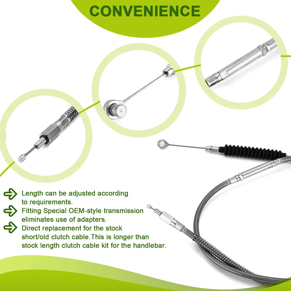 MOFUN 70 11/16" Stainless Steel Braided Clutch Cable For Harley Softail 87-06 - Изображение 4 из 4