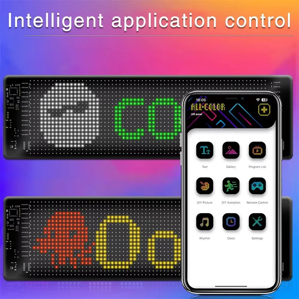 16x96 Truck Eye RGB LED Matrix Pixel Panel Car Sign Animation APP