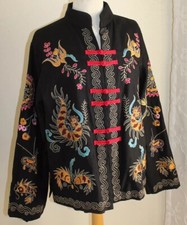 Designer -sz M Fiber Art-to-wear Embroidered Boho Tribal Asian Fish Jacket Coat