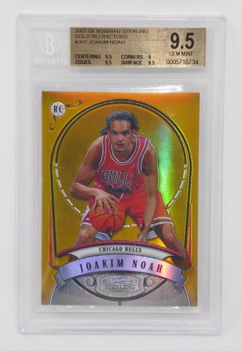 2007-08 Bowman Sterling Gold Refractors Joakim Noah/99 Rookie š„Beckett 9.5 GEM - Picture 4 of 6