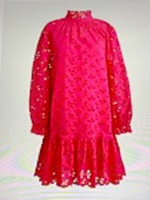 J.Crew Ruffleneck  Mini Dress  in Eyelet Pink Size 2X orig. $198 NWT