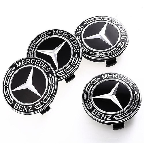 4 x Mercedes Black Alloy Wheel Centre Hub Caps 75mm A B C E S M Class ML GLE GLA - Picture 2 of 3