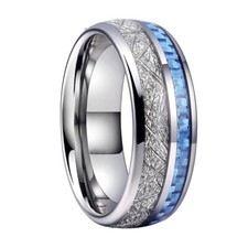 8mm Tungsten Ring Bridal Wedding Band Silver Blue Multidimensional Red Rings
