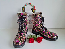 Dr Martens Pascal Simone 1490 Floral Black Pink Boots 10 Eye Uk4 Eu37 Us6