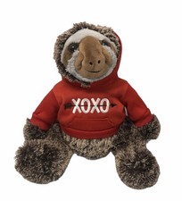 Sloth Plush Dan Dee Collectors Choice Red XOXO Hoodie Sweatshirt 18" Stuffed