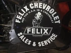 VINTAGE PORCELAIN 1958 FELIX CHEVROLET SALES & SERVICE SIGN LOS ANGELES