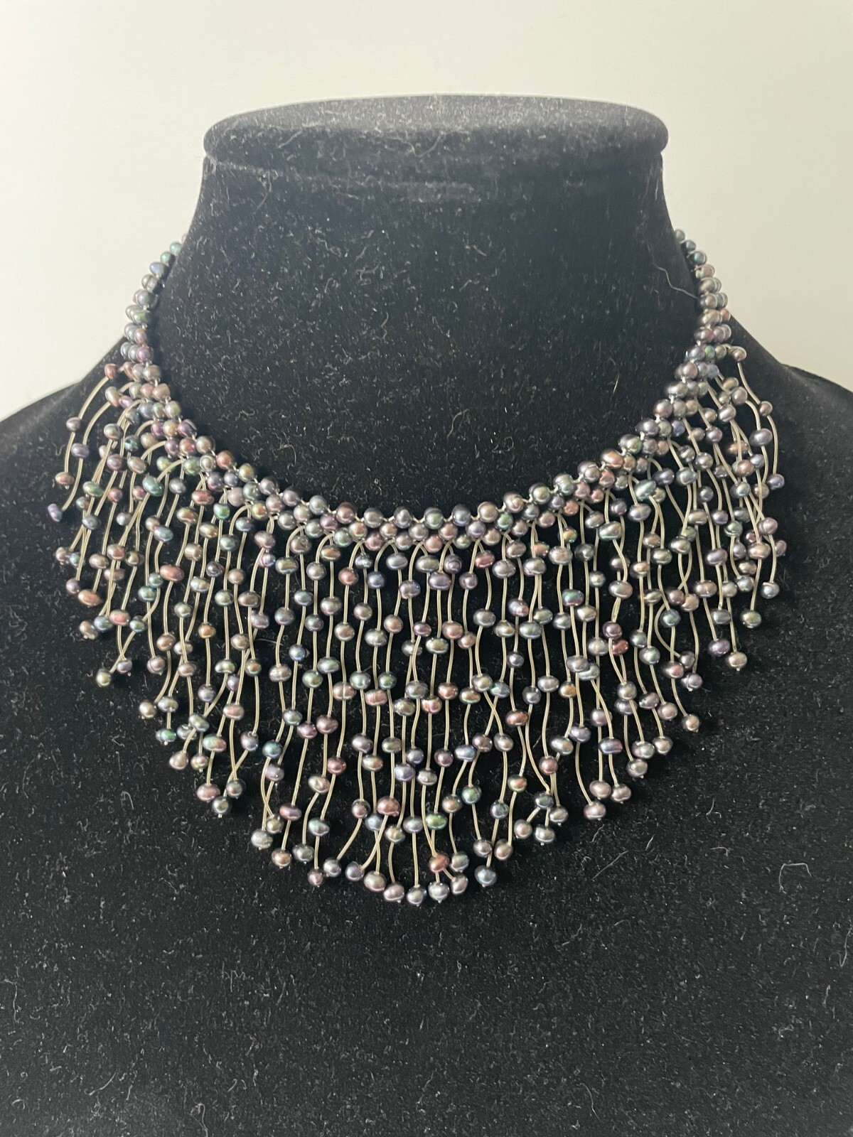 Beaded Statement Multicolor Necklace With Jewelry… - image 1