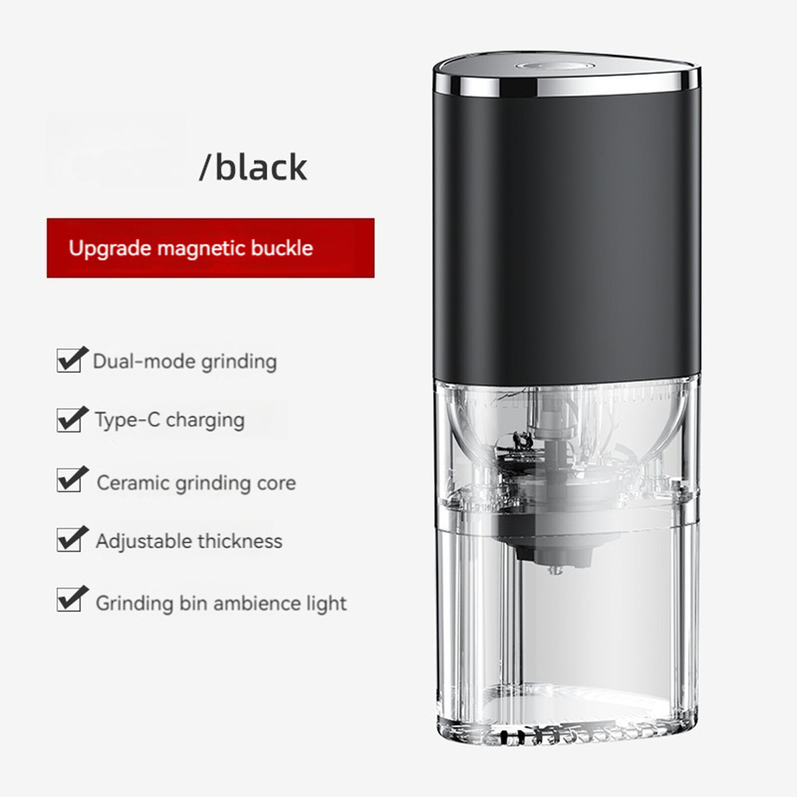 Automatic Coffee Bean Grinder Stainless Steel Blades Low Noise Mill Coffee Maker