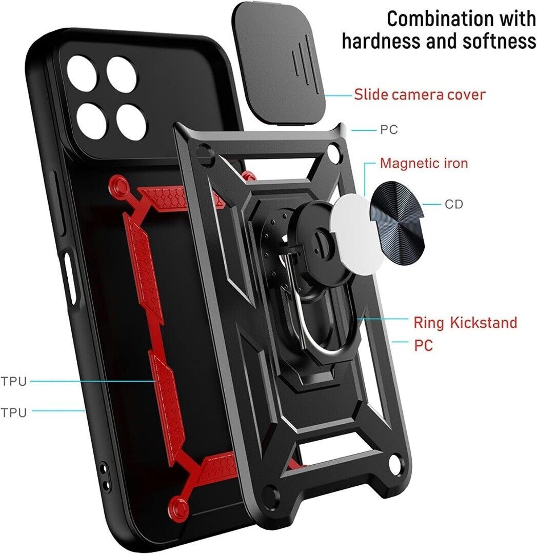BORYA Hülle Für Honor X6b 4G – Stoßfest, Mit Kamera-Schiebedeckel & Magnetischem Ständer