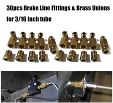 30 Pcs/Set Brake Line Fittings & Brass Unions 3/16" Brake Line (3/8-24 Inverted)