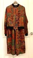 Mulberry Silk Reversible Bomber Jacket And Pants Suit Set NWT 3XL