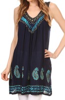 Sakkas 007a Jodie Embroidered Scoop Neck Tie Dye Top Blouse Navyblue Os Sakkas 007a Jodie Embroidered Scoop Neck Tie Dye Top Blouse Navyblue Os
