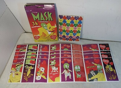Mask Animated Series 32 Foldable Valentines and 48 Stickers Activities 1996