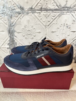 Bally Sprinter Men s Blue Ink Leather Suede Sneaker 13 Shoe