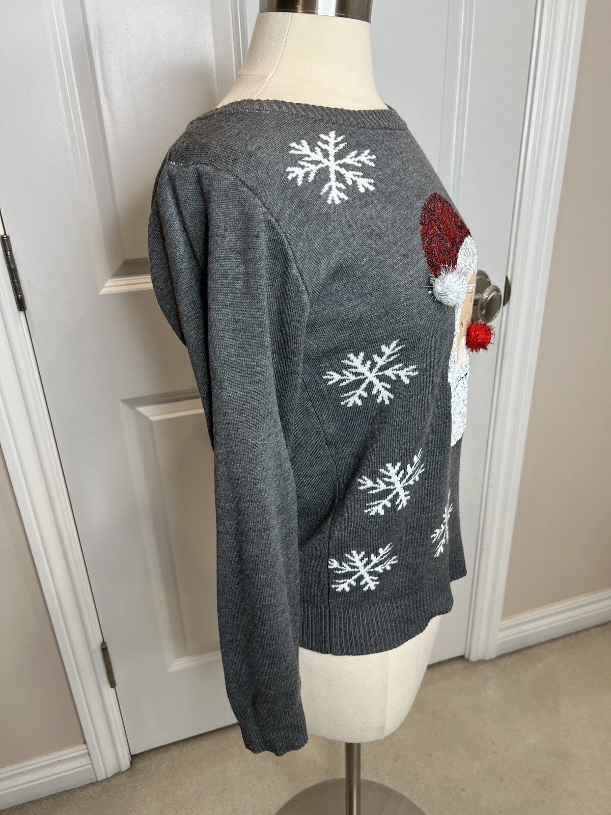 Tipsy Elves Sequin Santa Snow Flake Ugly Christmas Sweater Size Medium