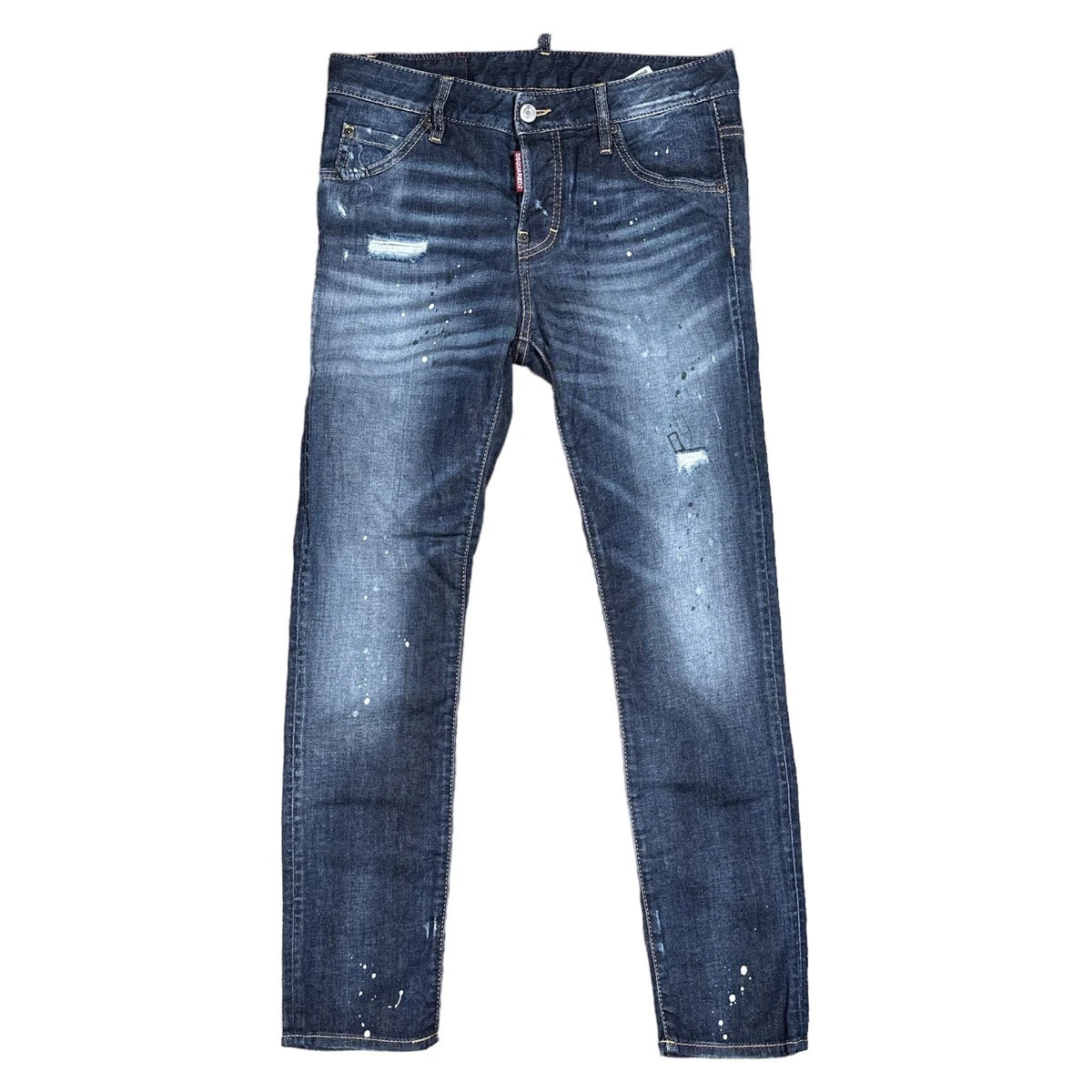 DSQUARED2 Cool Girl Jean Cropped Distressed Paint Splatter Denim