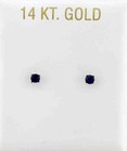 14K Gold - New With Tag Genuine 0.15 Cts Blue Sapphire Stud Earrings