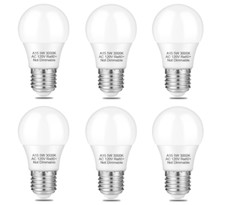 6 Pack A15 5W 120V E26 Base LED Refrigerator Light Bulb, Non-Dimmable 50W Equiva