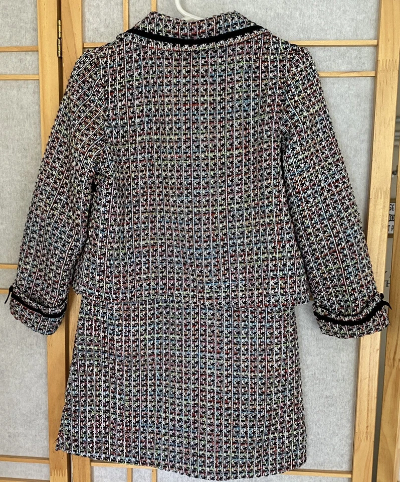 GOOD LAD Vestido y Abrigo Niñas Pequeñas Dos Piezas 4T Negro Terciopelo Multicolor Tweed Foto 4 de 4