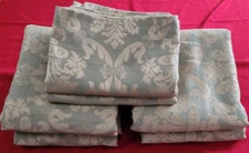 4 CROSCILL Curtain Panels Lined Weighted 82x48” & 2 Valances 17x49" Green Gold