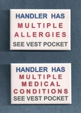 HANDLER HAS MULTIPLE ALLERGIES / MEDICAL CONDITIONS service dog vest button