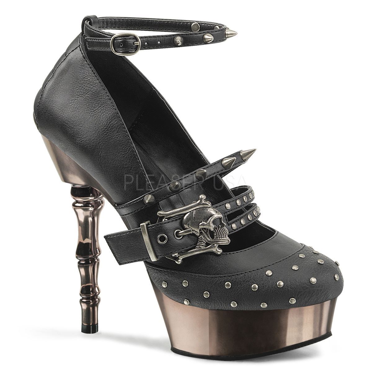 Demonia MUERTO-680 Finger Bone Heel Platform Mary Jane Pump Black Vegan Leather Demonia MUERTO-680 Finger Bone Heel Platform Mary Jane Pump Black Vegan Leather