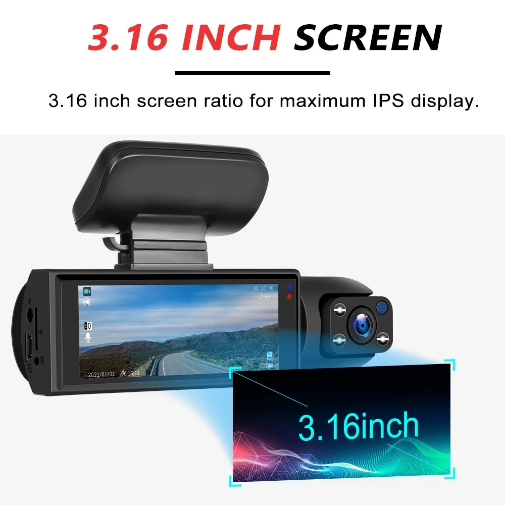 Dash Cam Auto DVR 1080P Doppia Lente - Visione Notturna e Sicurezza - 3