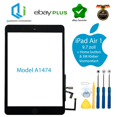 QUANTUM INNOVATION GMBH Apple iPad Air A1474 A1475 A1476 digitalizzatore vetro touch screen tasto home nero