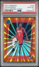 2021 PANINI DONRUSS JALEN GREEN RATED ROOKIE HOLO ORANGE LASER PSA 10 ROCKETS