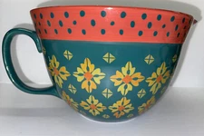 Pioneer Woman Batter Bowl with Handle Vintage Geo Pattern Green 3.83 Quart