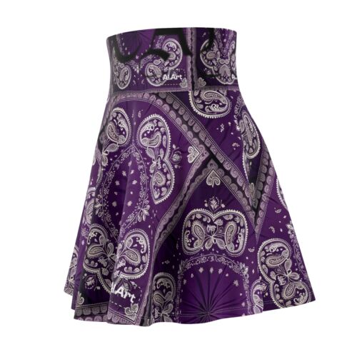 Purple Fashion Skirt, Luxury Women's Skater Skirt for Casual Wear, Elegant - Picture 2 of 5