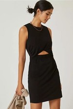 T.la Anthropologie Black Cut Out Dress Size L Sleeveless Stretch Jersey Mini