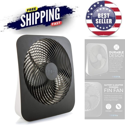 10-Inch Battery & AC Powered Portable Desk Fan with 2 Speeds Personal Travel ...