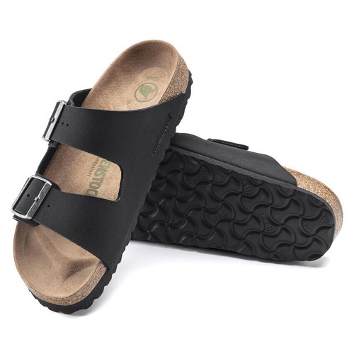 BIRKENSTOCK ARIZONA VEGAN NABUK BLACK SLIPPERS