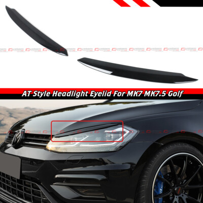 FOR 12-19 VW GOLF 7 VII R GTI GTD AB STYLE GLOSS BLACK HEADLIGHT EYELIDS COVERS
