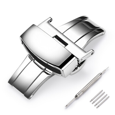 16mm 18mm 20mm 22mm Stainless Steel Deployment Buckle Watch Band Butterfly Clasp