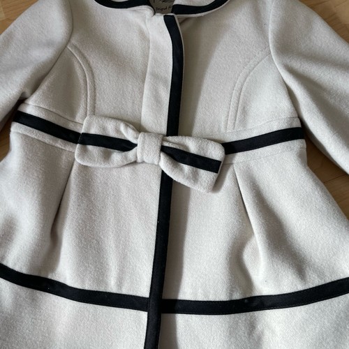 Next Girls Coat 12-18 Months Smart Beige Bow Winter Occasion Wear - Picture 2 of 6