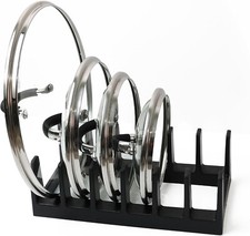 Pan Organiser For Cupboard Plastic Pot Lid Holder With 6 Sections