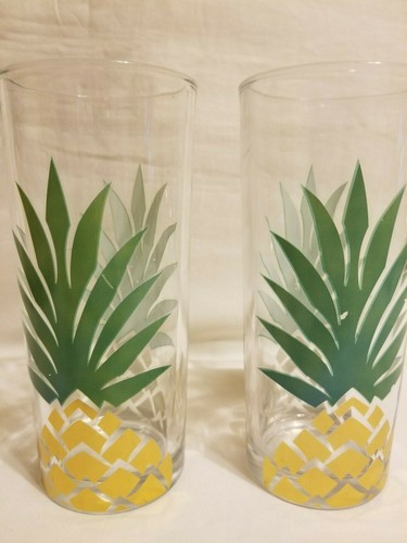 Pair Midcentury Pineapple Print Tumblers Glasses, MCM, 1960’s 2 - Picture 4 of 5