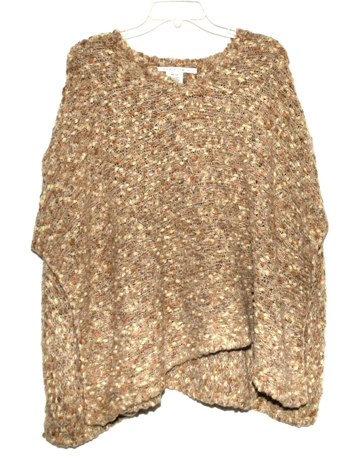 Max Studio Various Brown Shades Womens Chunky Knit Sweater Cape Poncho One Size