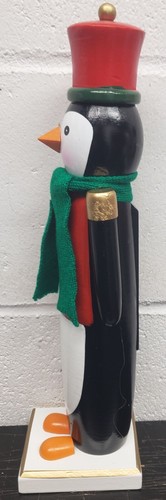 Holz Weihnachten Nussknacker, 14", PINGUIN IN ROTER MÜTZE & GRÜNEM SCHAL 22, WS - Bild 8 von 10