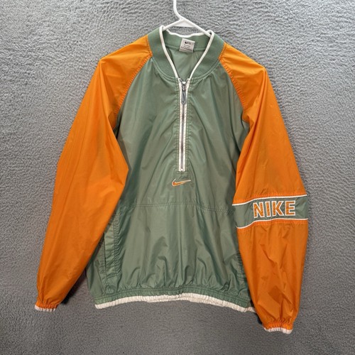 Vintage Nike Jacket Adult Large Green Yellow Windbreaker Center Swoosh 90s Y2K