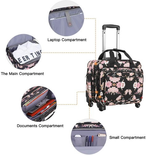 Maletín con ruedas para computadora portátil de 15-16 pulgadas para mujeres hombres viaje equipaje escolar - Imagen 20 de 22