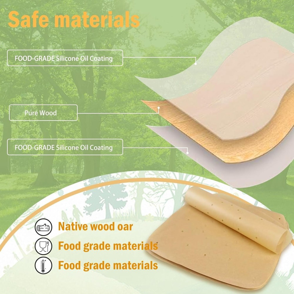 Non-Stick Air Fryer Parchment Liners 8.7x8.7 Inch 100Pcs Fits XXL Philips & Most Models